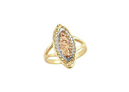 Three Tone Plated Mother Mary Ring